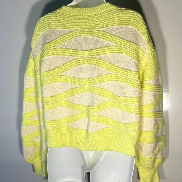 Bright Yellow Stripe SZ XL Sweater Chunky Boxy Y2K Retro Party Comfy 90's - Picture 5 of 8
